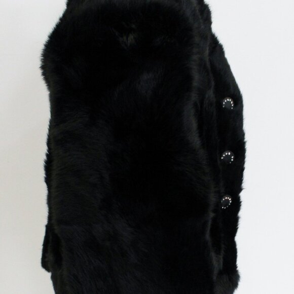 Polo Norte Rabbit Fur Black Jacket 100% Genuine Fur Size Small/Medium - Picture 4 of 7